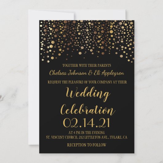 Stippen voor zwarte en goudConfetti Kaart (Voorkant)