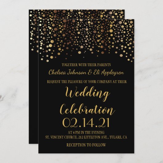 Stippen voor zwarte en goudConfetti Kaart (Voorkant / Achterkant)