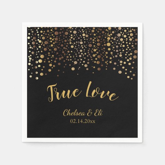 Stippen voor zwarte en goudConfetti Servetten (Voorkant)