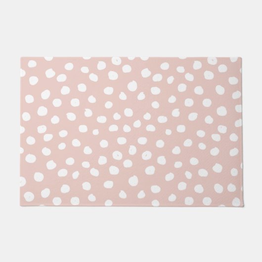 Stippen Wilde Dier Druk Blush Pink and White Spots Deurmat (Voorkant)