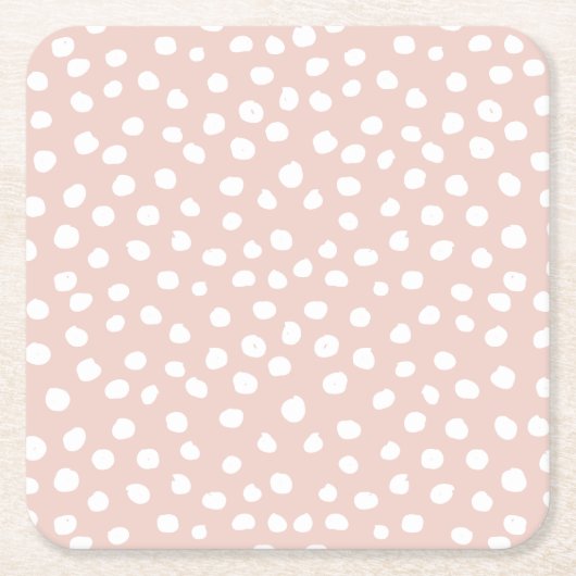 Stippen Wilde Dier Druk Blush Pink and White Spots Kartonnen Onderzetters (Voorkant)