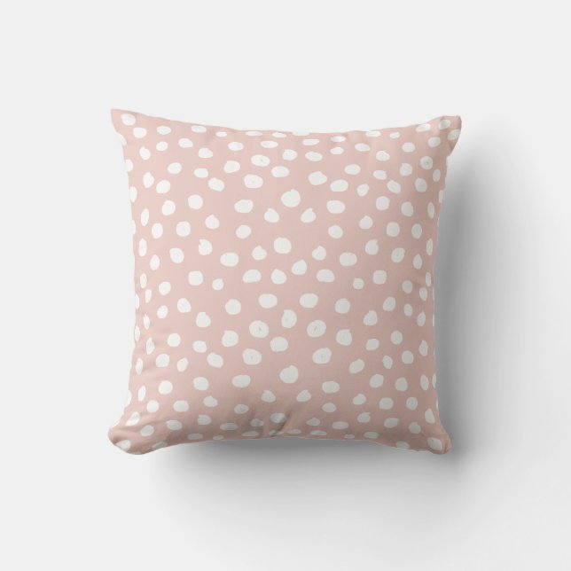 Stippen Wilde Dier Druk Blush Pink and White Spots Kussen (Voorkant)