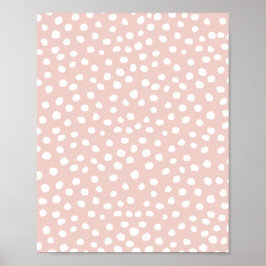 Stippen Wilde Dier Druk Blush Pink and White Spots Poster