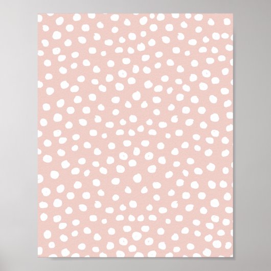 Stippen Wilde Dier Druk Blush Pink and White Spots Poster (Voorkant)