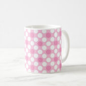 Stippen wit roze retro koffiemok (Voorkant rechts)