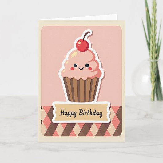 Stippen Zoete Cupcake Kaart (Voorkant)