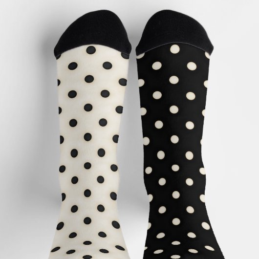 Stippen Zwart & Antiek Wit Parti-Kleurig Sokken (Top)