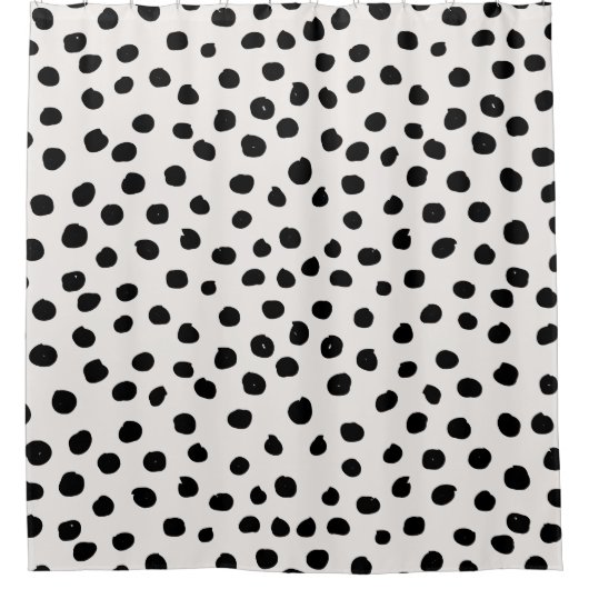 Stippen zwart en wit Dalmatiaans Douchegordijn (Voorkant)