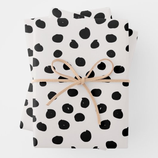 Stippen zwart en wit Dalmatiaans Inpakpapier Vel (In situ)