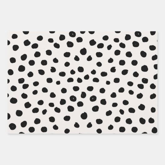 Stippen zwart en wit Dalmatiaans Inpakpapier Vel (Voorkant)