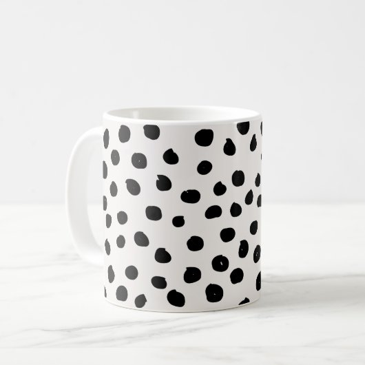 Stippen zwart en wit Dalmatiaans Koffiemok (Voorkant links)