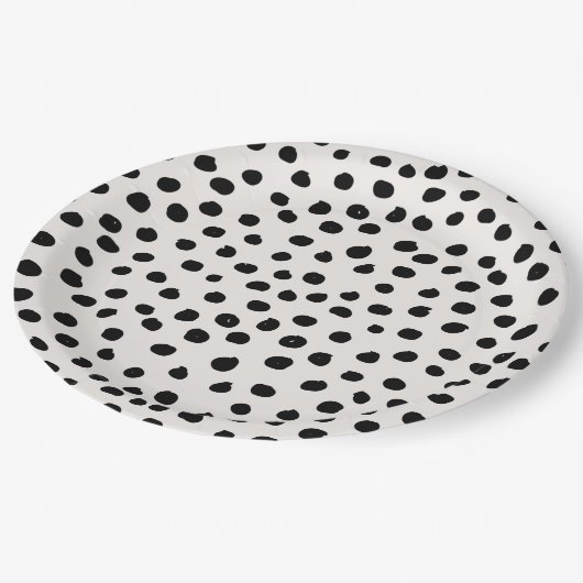 Stippen zwart en wit Dalmatiaans Papieren Bordje (Gekanteld)