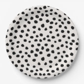 Stippen zwart en wit Dalmatiaans Papieren Bordje (Voorkant)