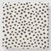 Stippen zwart en wit Dalmatiaans Stenen Onderzetter (Voorkant)