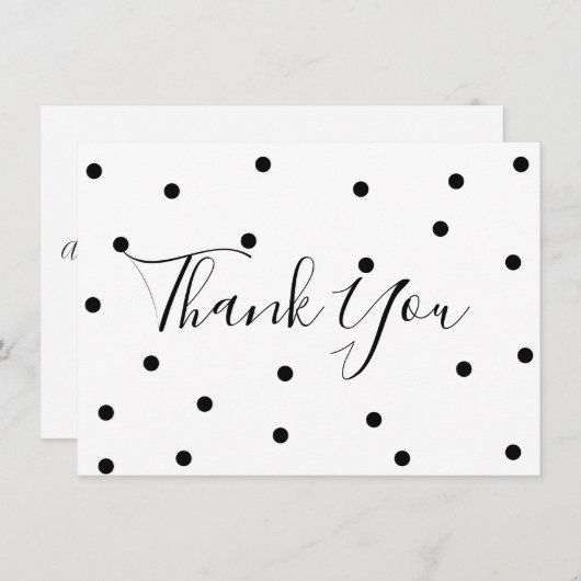 Stippen Zwart en Wit Dank Je Bedankkaart (Voorkant / Achterkant)