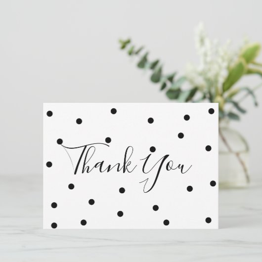 Stippen Zwart en Wit Dank Je Bedankkaart (Staand voorkant)