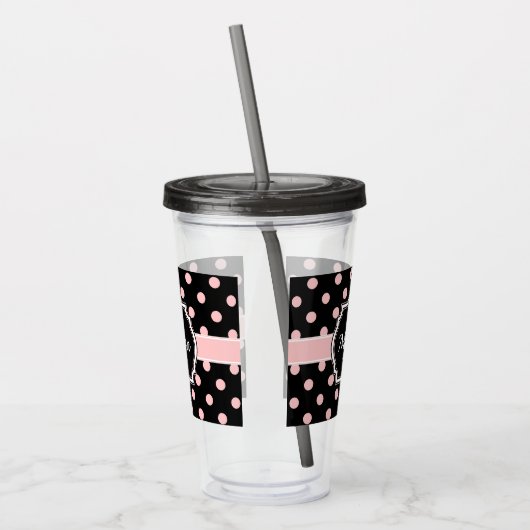 Stippen zwart/roze acryl drinkbeker (Links)