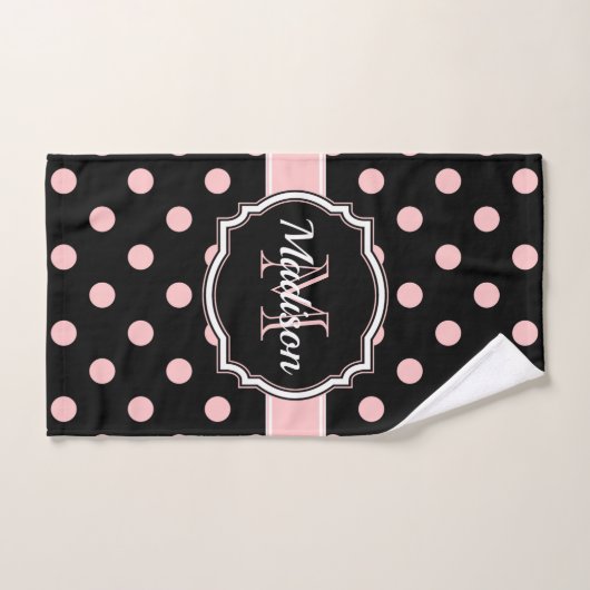 Stippen zwart/roze bad handdoek (Handdoek)