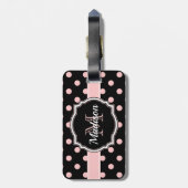 Stippen zwart/roze bagagelabel (Achterkant verticaal)