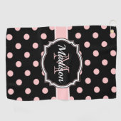 Stippen zwart/roze golfhanddoek (Horizontaal)