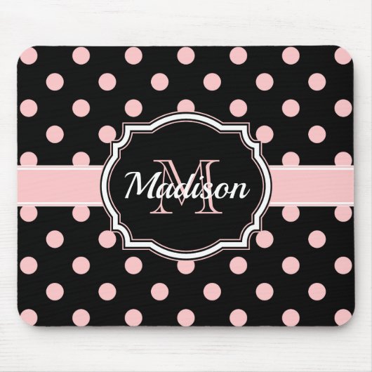 Stippen zwart/roze muismat (Voorkant)