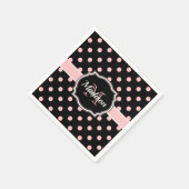 Stippen zwart/roze servet (Hoek)