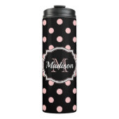 Stippen zwart/roze thermosbeker (Voorkant)