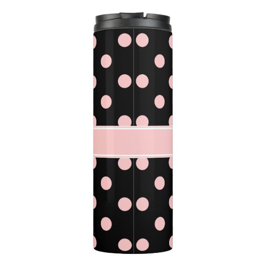 Stippen zwart/roze thermosbeker (Achterkant)