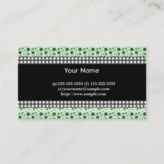stippen, zwart, wit en groen visitekaartje (Voorkant)