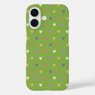 Stippenhartjes op groen gebladerte iPhone 16 hoesje