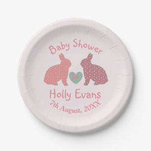 Stippenkonijnen op Aangepaste Baby Shower Papieren Bordje