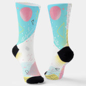 Stippenpatronen en geometrische vormen achtergrond sokken (Gebogen)