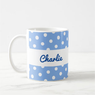 Stippenpatroon Blauw Wit Koffiemok