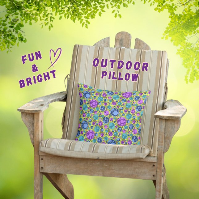 Stippenpatroon in roze blauw turkoois buitenkussen (Creator heeft geüpload)