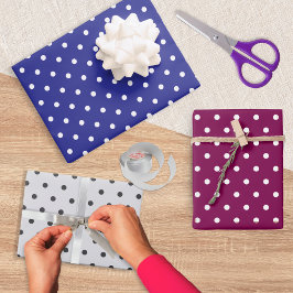Stippenpatroon Set van 3 Blauw Burgundy Grijs Inpakpapier Vel
