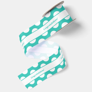 Stippenpatroon Turquoise Witte Felicitaties! Satijnen Lint