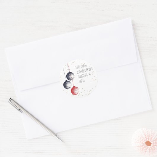 Stipple-kerstversieradres Ronde Sticker (Envelop)