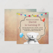  Stipple Teddy Bear Birthday Kaart (Voorkant / Achterkant)