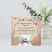  Stipple Teddy Bear Birthday Kaart (Staand voorkant)