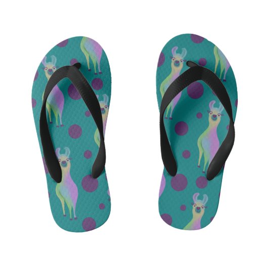 Stipte Llama op Teal Kinder Teenslippers (Voetbed)