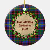 Stirling Badge & Tartan Gepersonaliseerde Kerstmis Keramisch Ornament (Achterkant)
