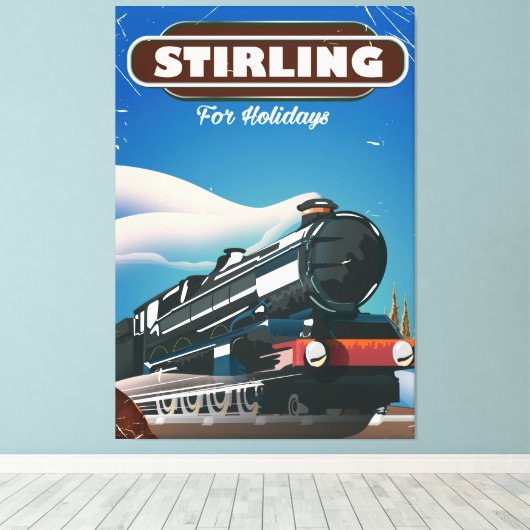 Stirling Scotland  train poster. Canvas Afdruk (Insitu (Houten vloer))