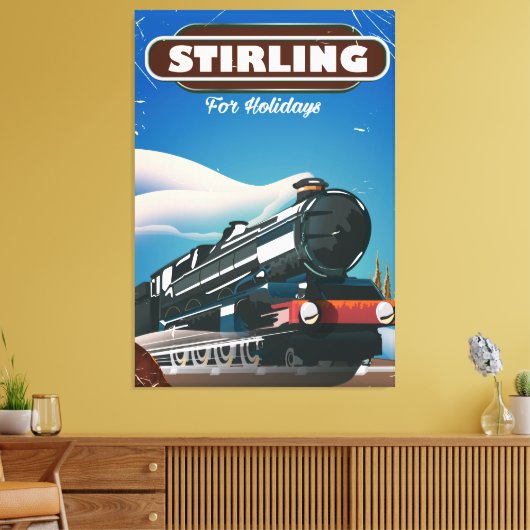 Stirling Scotland  train poster. Canvas Afdruk (Insitu (Woonkamer))
