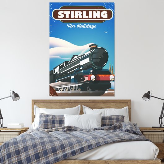 Stirling Scotland  train poster. Canvas Afdruk (Insitu (Slaapkamer))