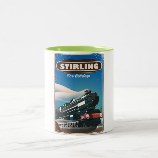 Stirling Scotland  train poster. Tweekleurige Koffiemok (Center)