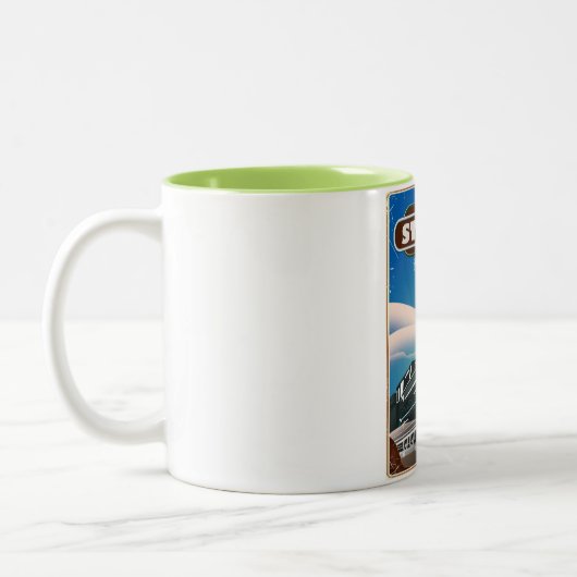 Stirling Scotland train poster. Tweekleurige Koffiemok (Links)