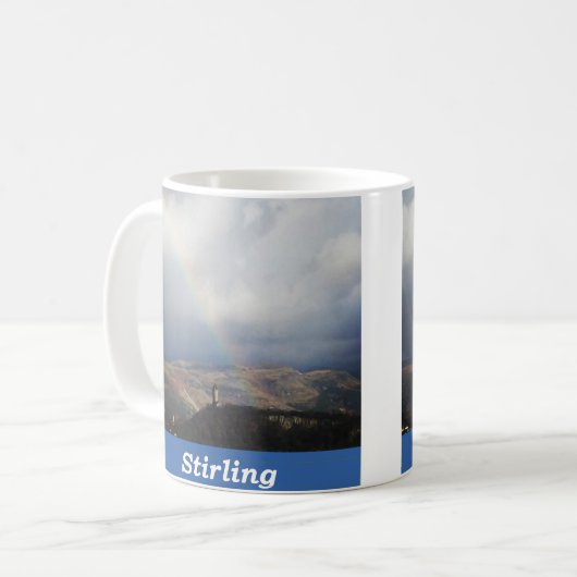 Stirling | Sruighlea Rainbow over het Wallace Monu Koffiemok (Voorkant links)