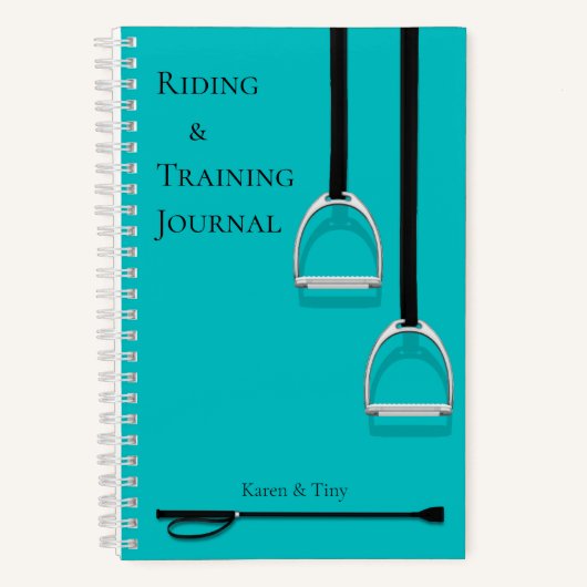 Stirrup Irons & Riding Crop Aqua Medium Equestrië Notitieboek (Voorkant)