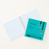 Stirrup Irons & Riding Crop Aqua Square Equestrian Notitieboek (Binnen)