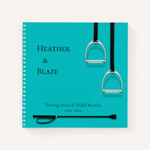 Stirrup Irons & Riding Crop Aqua Square Equestrian Notitieboek
